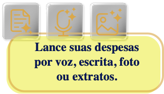 Lance suas despesas por voz, escrita, foto ou extratos